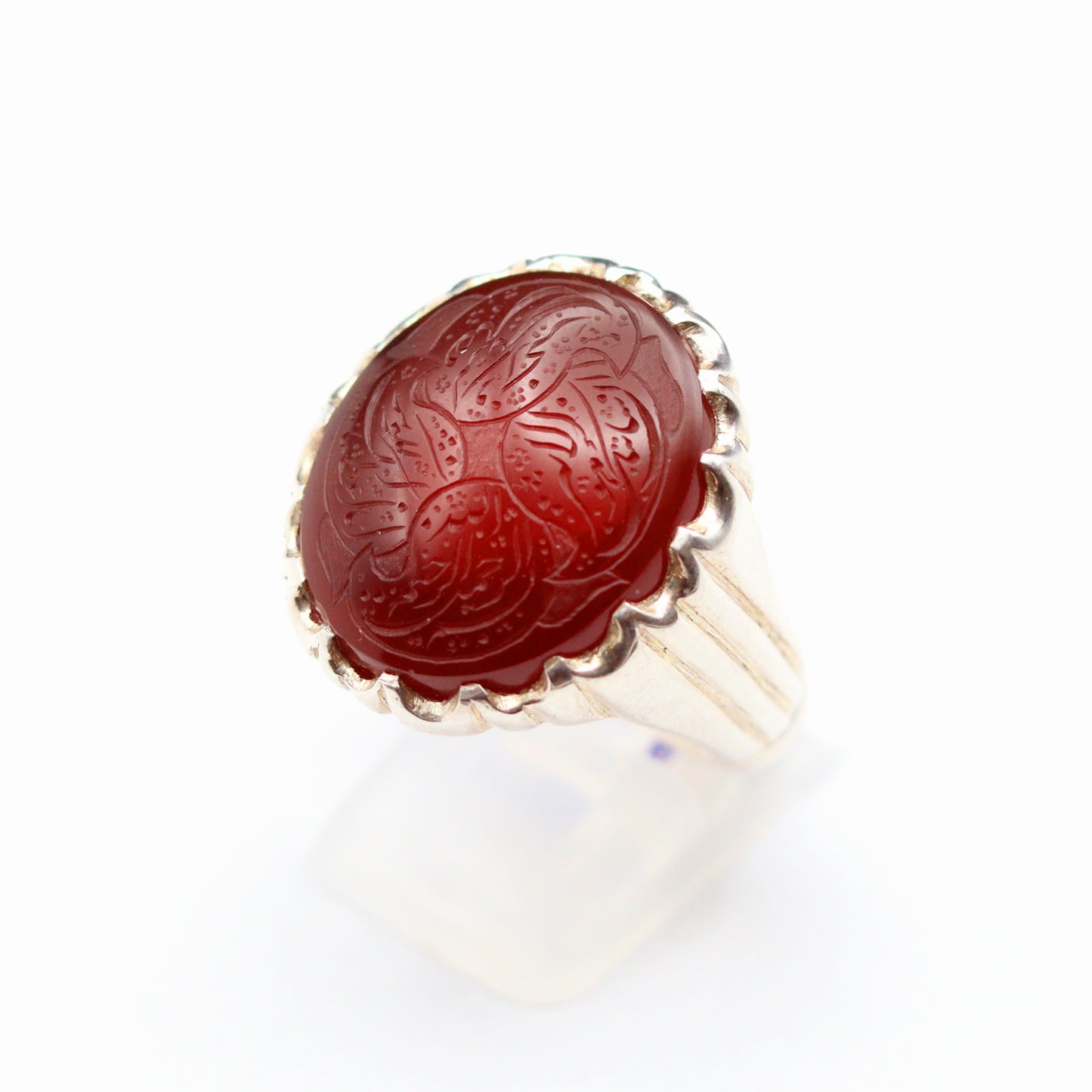 Red Yemeni Aqeeq Ring - Engraved