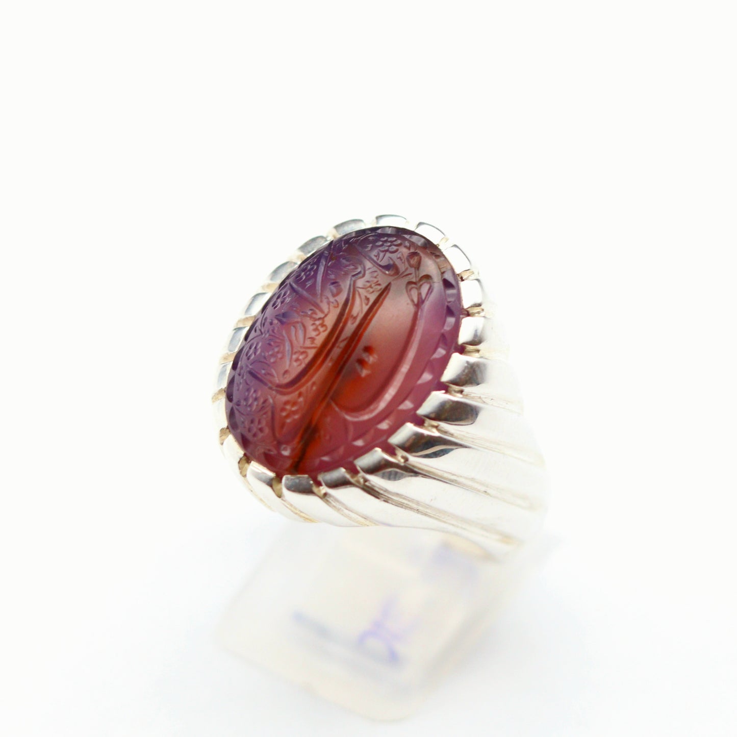 Purple Yemeni Aqeeq Ring - Engraved