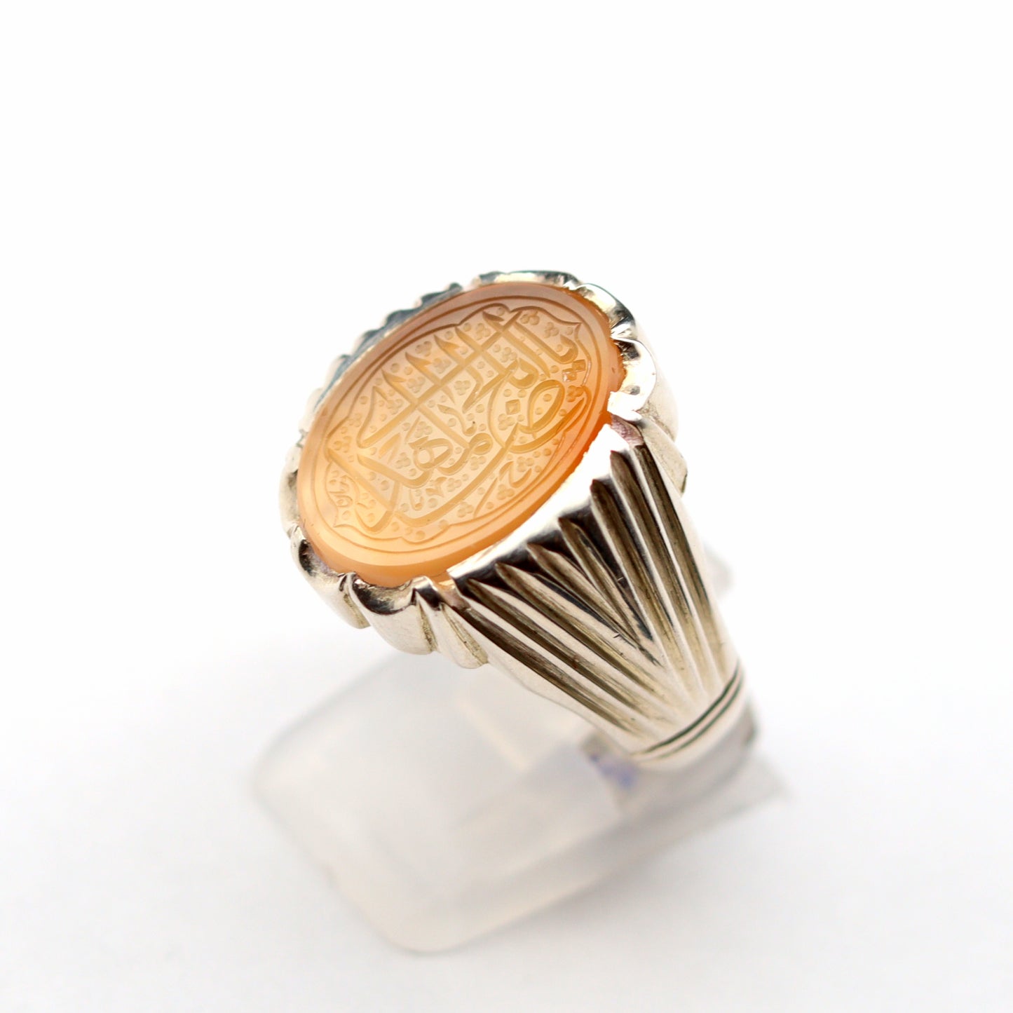 Yellow Yemeni Aqeeq Ring - Engraved